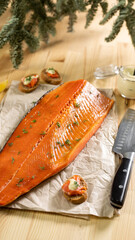Smoked salmone, festive New Year's table