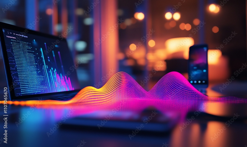 Aufkleber a vibrant digital workspace showcasing data visualization and technology.