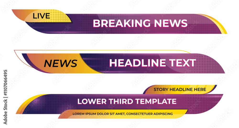Wall mural lower third banner. broadcast news lower third banner template design. lower third bar template for 