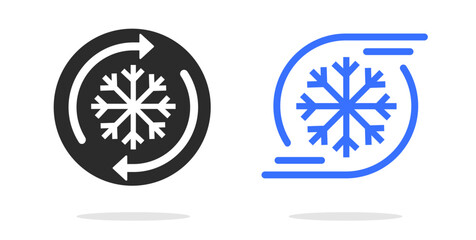 Air cooling icon vector simple graphic set, fan freezer airflow turbo circulation logo sign symbol, refrigerant or conditioner keeping cold ui line stroke outline art label image clip art

