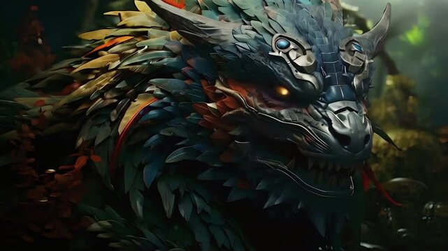 Video fictitious recreation of the ancient deity Mesoamerican indigenous the feathered serpent