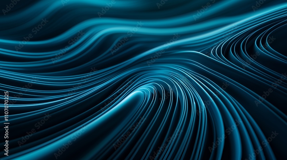 Poster curved speed lines in dark cyan and turquoise create a dynamic, tech-inspired wallpaper design.