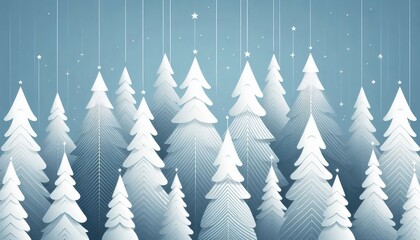 Obraz premium Serene White Christmas Trees for a Tranquil Holiday Atmosphere