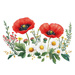 Cute watercolor clipart isolated on white background.