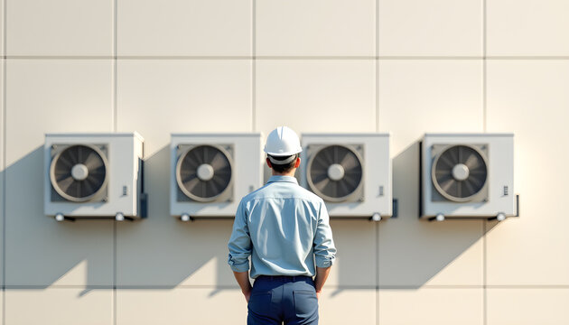 HVAC Technician Assessing Rooftop AC Units