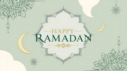 Fototapeta premium This vibrant greeting celebrates Ramadan with beautiful Arabic calligraphy and decorative elements, conveying warmth and joy for the holy month in a stylish manner.