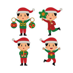 kids boy christmas activity vector illustration