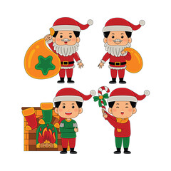 kids boy christmas activity vector illustration