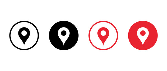 Location, address icon on circle background. Map pin, place marker sign symbol