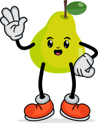 Pear Fruit Cartoon Mascot with Happy Expression or Pear Fruit Cartoon Mascot with Arms and Legs