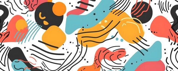 Abstract Colorful Shapes and Lines Design