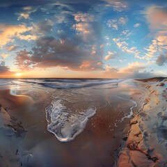 Naklejka premium Beautiful seascape. Sunrise over the sea.