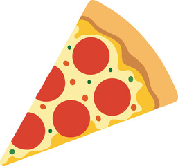 Cartoon cheesy pepperoni pizza slice