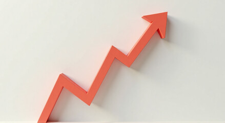 business graph on red background