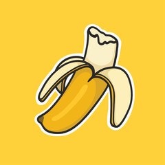 A Banana Peel Sticker T-shirt Vector Cute Illustration