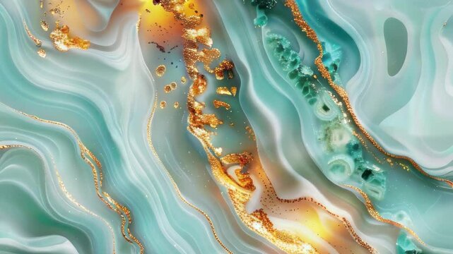Liquid fluid luxurious elegant turquoise marble agate animation