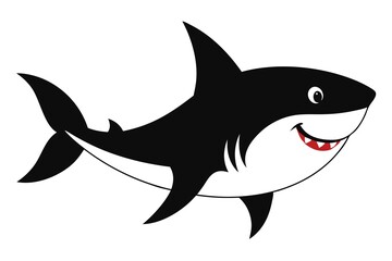 cute great white shark cartoon isolated on white
