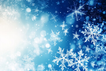 Festive snowflakes drifting in a serene winter backdrop during the holiday season
