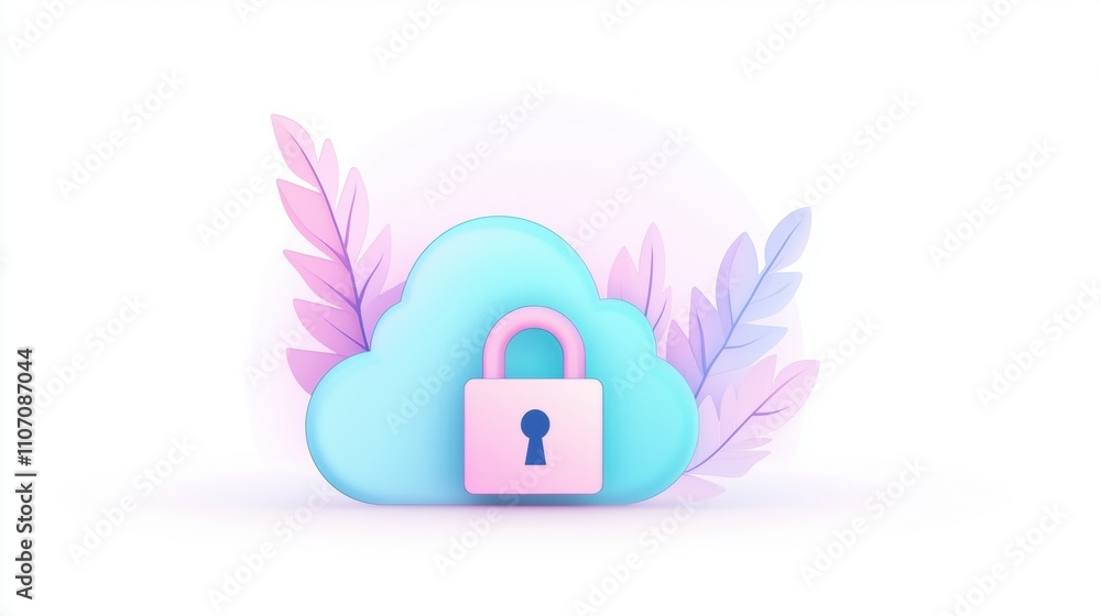 Aufkleber cybersecurity and cloud protection cloud icon with a padlock and a shield, symbolizing secure cloud 