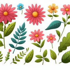 Fototapeta premium collection of hand drawn vector flowers