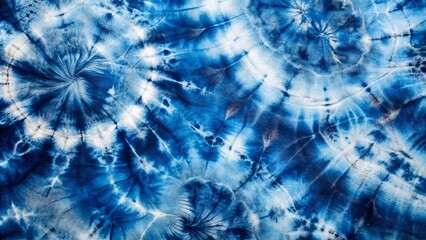 Fototapeta premium Abstract Indigo Tie-Dye Fabric Texture Background Featuring Swirls and Splashes of Color