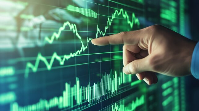 Close Up Shot of Financial Analyst's Hand Pointing at Chart Data