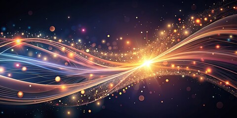 Abstract Golden Wave of Light and Sparkle Background