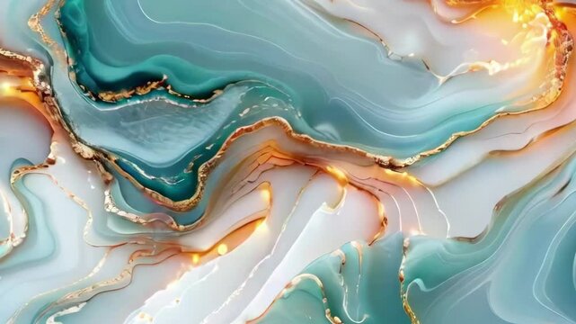 Liquid fluid luxurious elegant turquoise marble agate animation