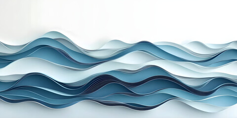 Fototapeta premium Abstract Papercut Blue Waves Background