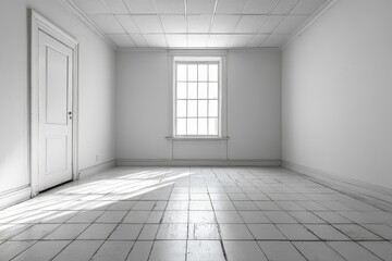 Sunlit Empty Room: Minimalist Interior Design Photography