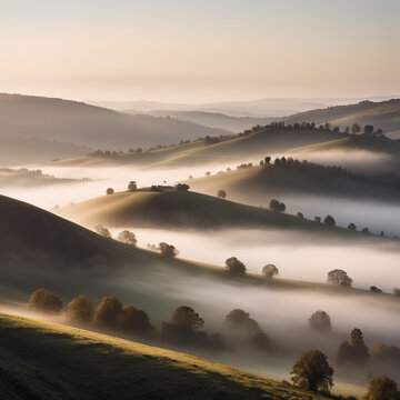H&uuml;gel - Morgendliche Mystik &uuml;ber den weichen H&uuml;geln