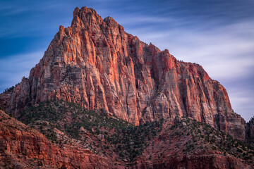 Majestic Watchman Mountain at Sunset in Springdale, Utah