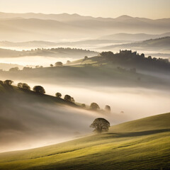 H&uuml;gel - Zarte Nebelschwaden in der H&uuml;gellandschaft