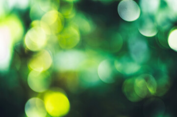 ぼやけた光が重なる緑色の抽象的な背景イメージ素材　Green abstract background image material with overlapping blurred lights