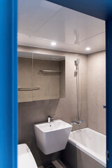 the interior of the bathroom in the apartment