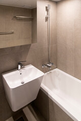 the interior of the bathroom in the apartment