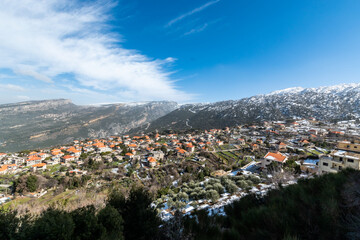 Douma Village in Winter on a Cloudy day, Lebanon