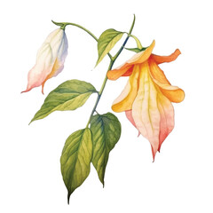 Watercolor Brugmansia Flower isolated white