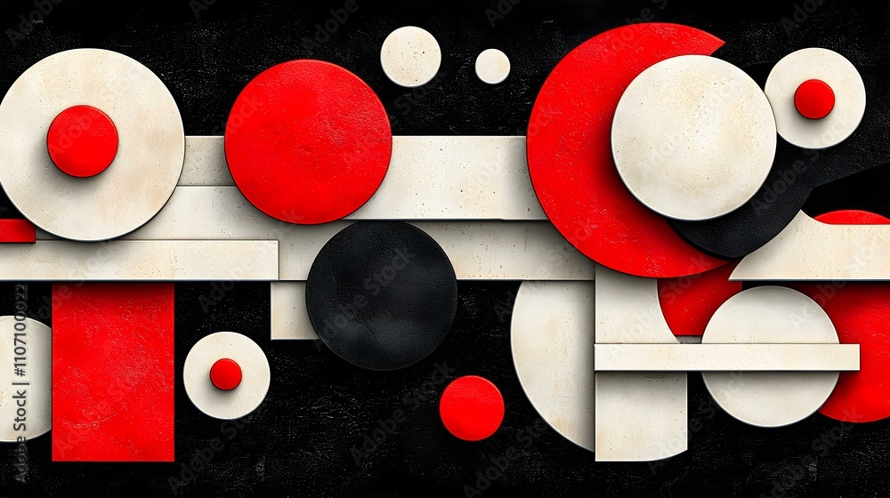 Aufkleber geometric harmony, an abstract mural featuring bold shapes and vibrant colors, creating a dynamic vi