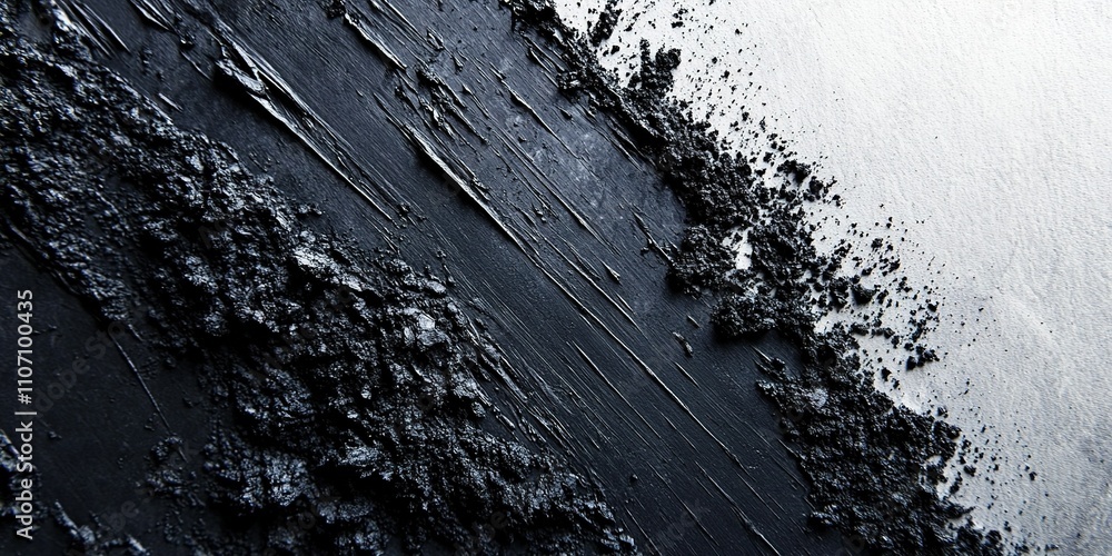 Poster dark textured surface with black paint and rough edges creating an abstract art piece reminiscent of