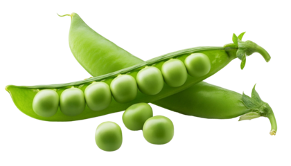 green peas in pods on transparent