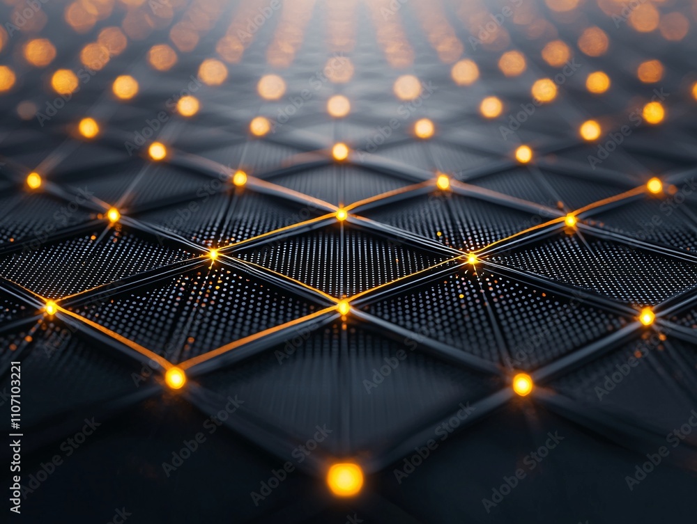 Poster a close-up of fiber optics transmitting data with high efficiency through a glowing network