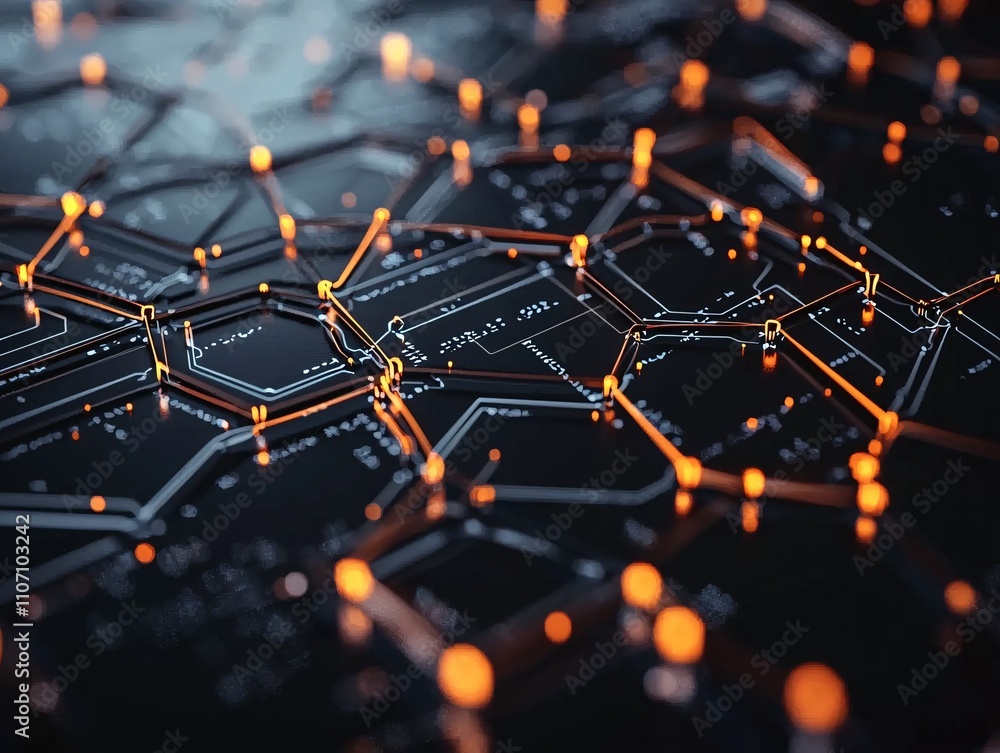 Aufkleber a close-up of fiber optics transmitting data with high efficiency through a glowing network