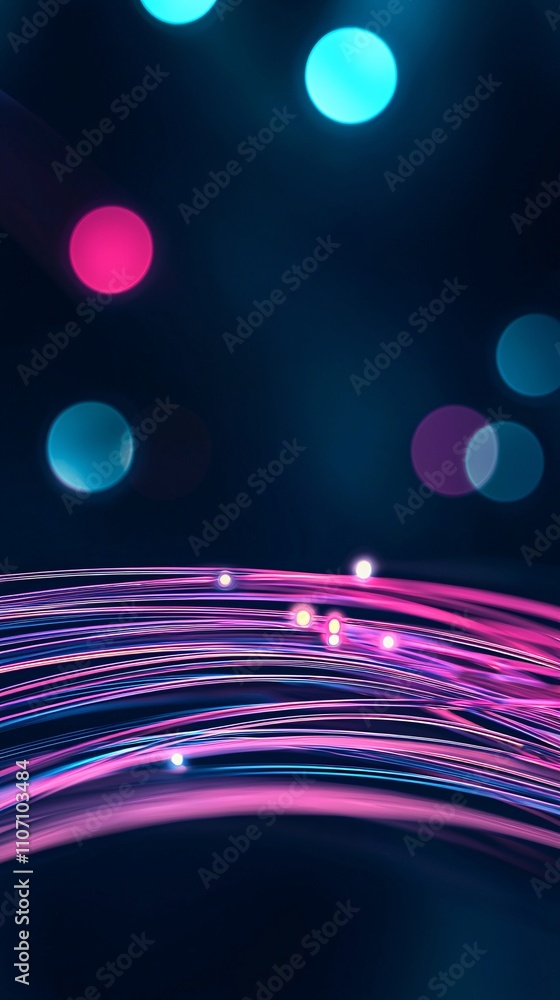 Poster a vibrant network diagram featuring fiber optics and nodes for efficient data transmission