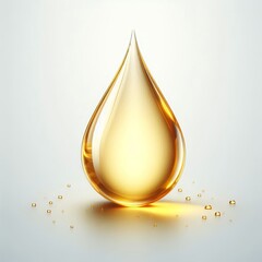 Golden Liquid Droplet Isolated on Clean White Background – Minimalist Macro Photography