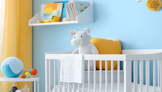 Newborn baby room decor with toys in a cozy environment perfect for playtime and relaxation