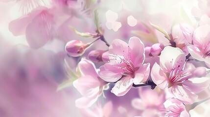 Naklejka premium Fresh Close-Up of Plum Blossoms - A Delicate and Vibrant Floral Scene. The intricate details of the blossoms evoke elegance and natural beauty.