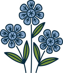 Blue Flowers and Green Leaves Illustration