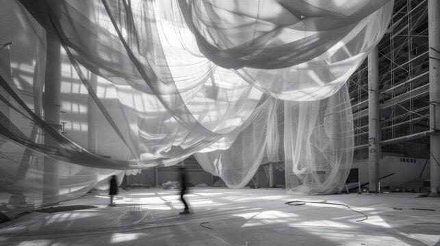 The protective netting gracefully billowing in the breeze serving as a reminder of the diligence and care taken to ensure the safety of the construction site.