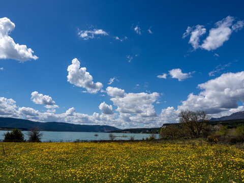 Photo of the Yesa reservoir in Zaragoza. Aragon. Spain
